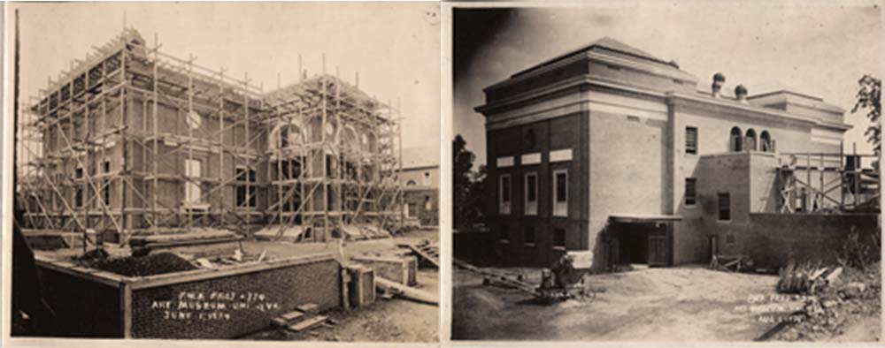Two images showing the construction of the UVA Fralin Art Museum Building.