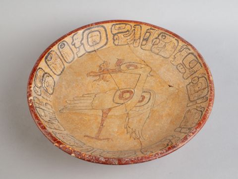 Mayan Plate, from 700-750 CE,  earthenware with slip paint.