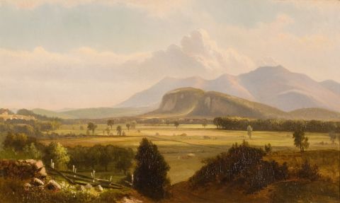 Benjamin Champney, American, 1817-1907. Moat Mountains and Ledges from Intervale, ca. 1880. Oil on canvas. Gift of Dr. and Mrs. Henry C. Landon III, 2005.11.
